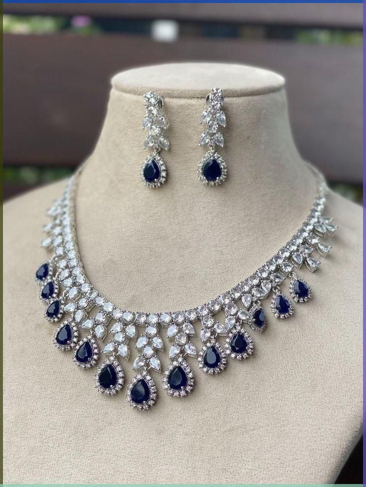 Regal Blue Sapphire & Diamond Bib Necklace