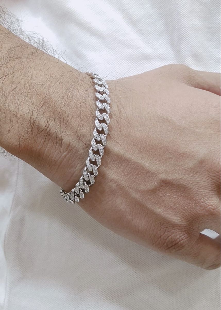 Masculine Silver Curb-Link Bracelet